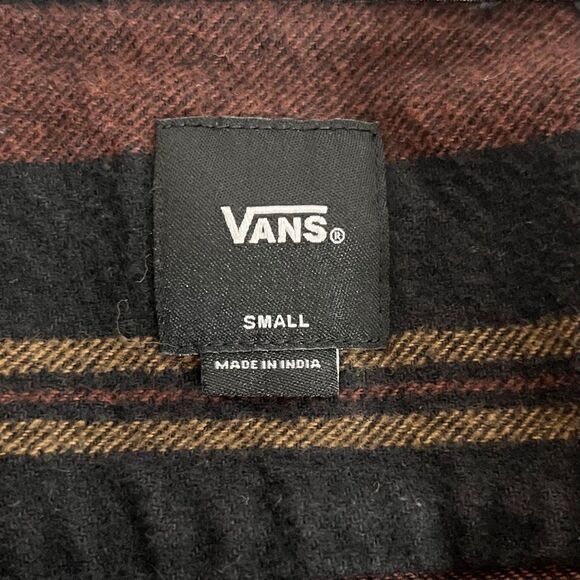 Vans Black, Burgundy And Gold Plaid Flannel Shirt Boys Size S - Picture 3 of 4